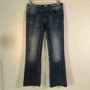 Studio 5 Jeans Womens 29x32 Blue Bootcut Embellished Pockets Stretch Denim Pants